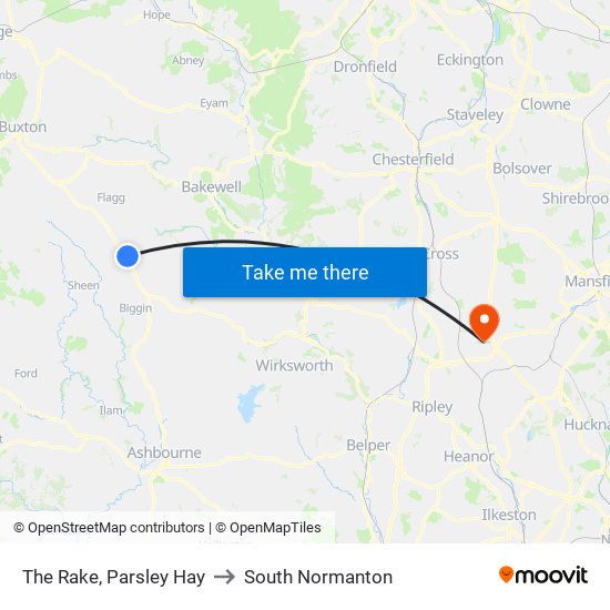 The Rake, Parsley Hay to South Normanton map