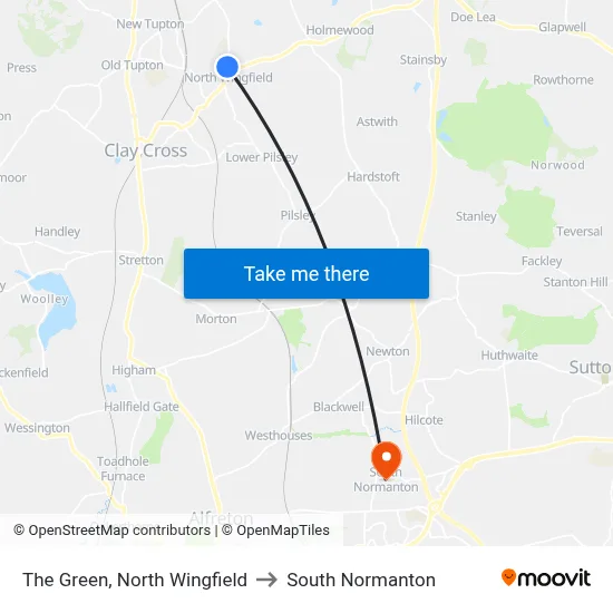 The Green, North Wingfield to South Normanton map