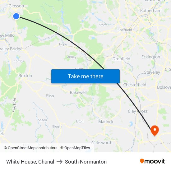 White House, Chunal to South Normanton map