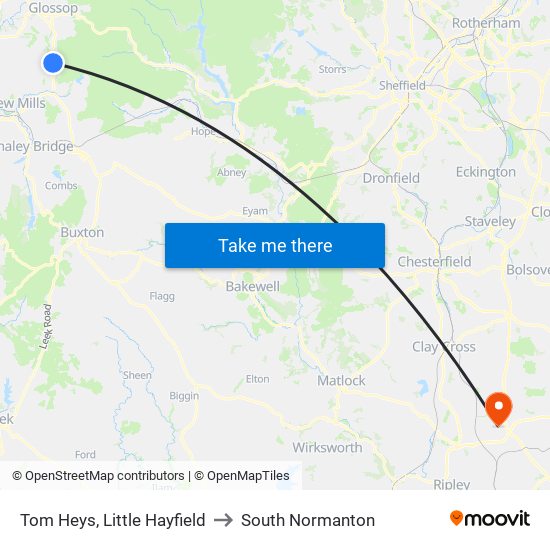 Tom Heys, Little Hayfield to South Normanton map