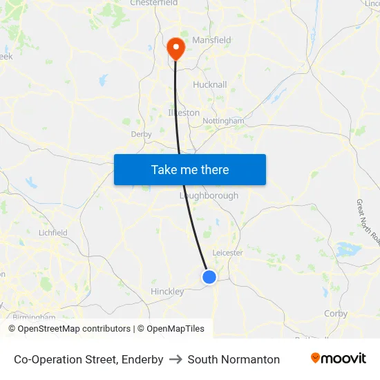Co-Operation Street, Enderby to South Normanton map