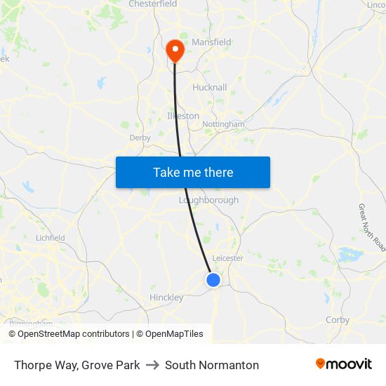 Thorpe Way, Grove Park to South Normanton map