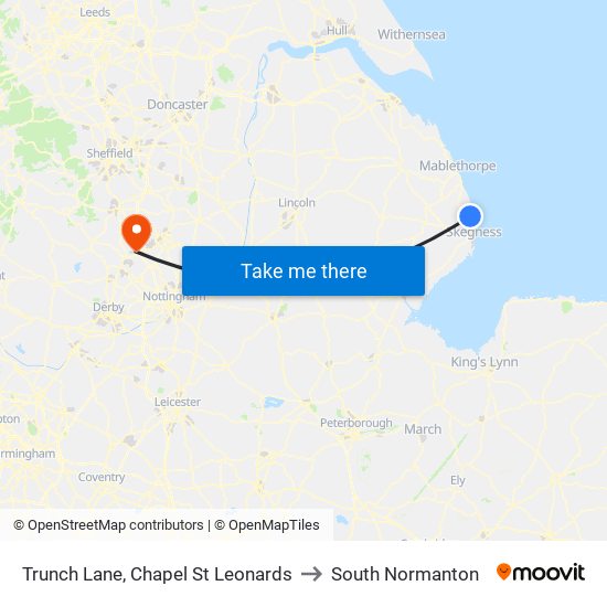 Trunch Lane, Chapel St Leonards to South Normanton map