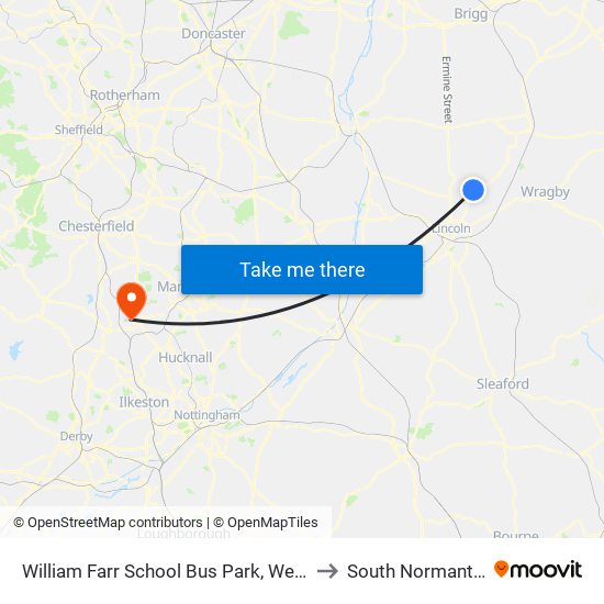 William Farr School Bus Park, Welton to South Normanton map