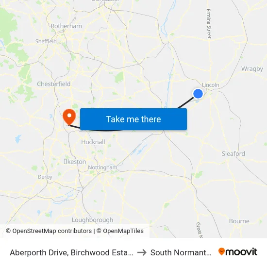 Aberporth Drive, Birchwood Estate to South Normanton map