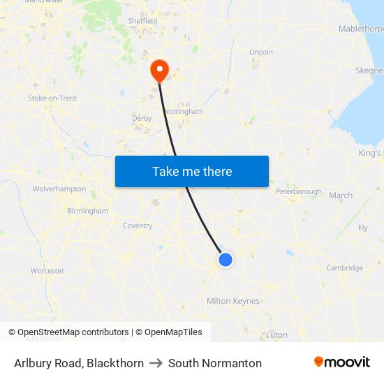 Arlbury Road, Blackthorn to South Normanton map
