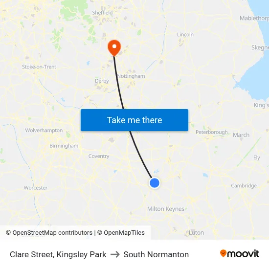 Clare Street, Kingsley Park to South Normanton map
