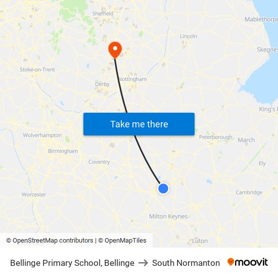 Bellinge Primary School, Bellinge to South Normanton map
