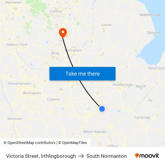 Victoria Street, Irthlingborough to South Normanton map