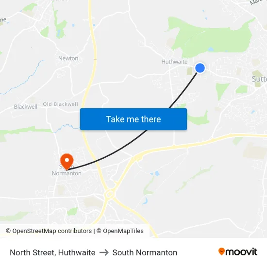 North Street, Huthwaite to South Normanton map