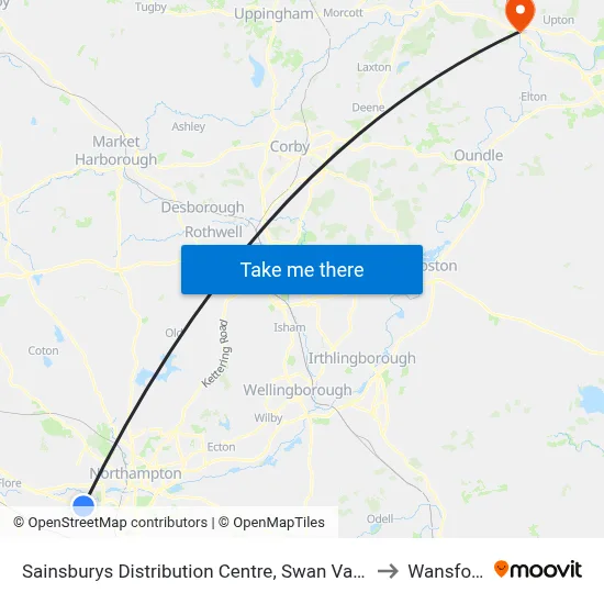 Sainsburys Distribution Centre, Swan Valley to Wansford map