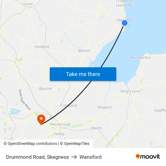 Drummond Road, Skegness to Wansford map