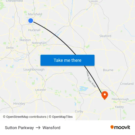 Sutton Parkway to Wansford map