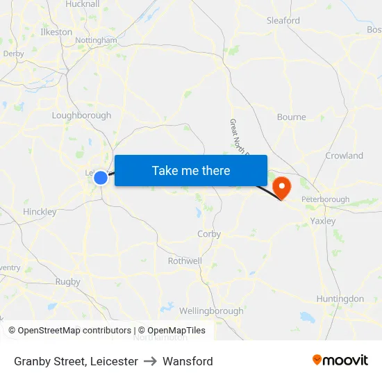 Granby Street, Leicester to Wansford map