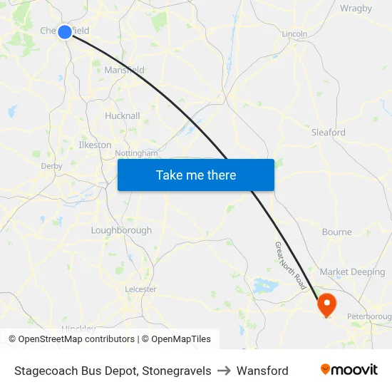 Stagecoach Bus Depot, Stonegravels to Wansford map
