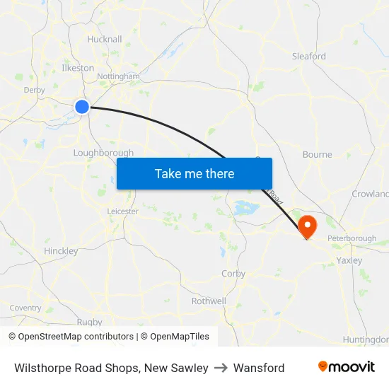 Wilsthorpe Road Shops, New Sawley to Wansford map