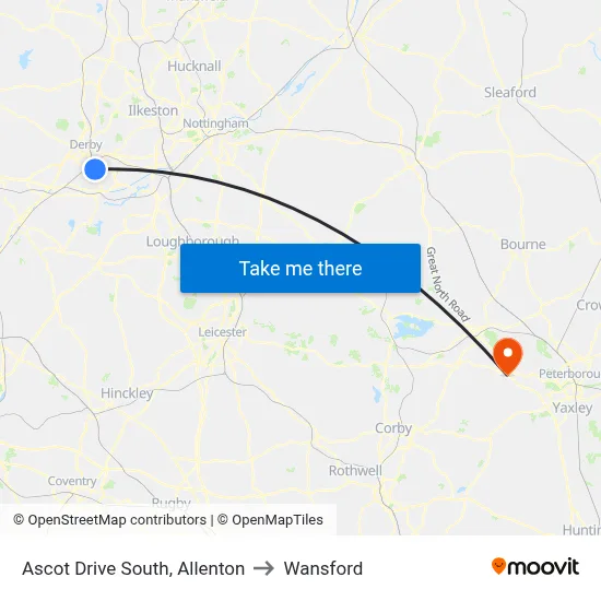 Ascot Drive South, Allenton to Wansford map