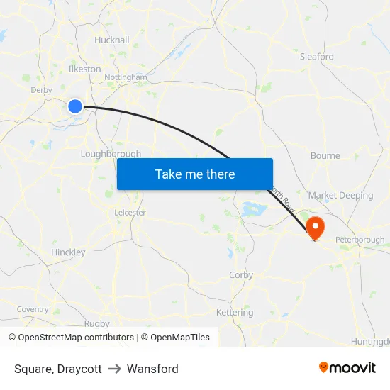 Square, Draycott to Wansford map
