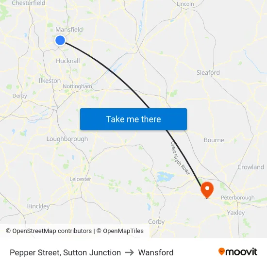 Pepper Street, Sutton Junction to Wansford map