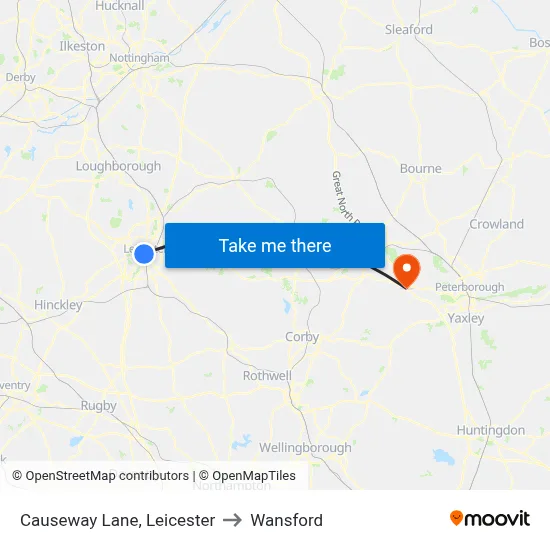 Causeway Lane, Leicester to Wansford map