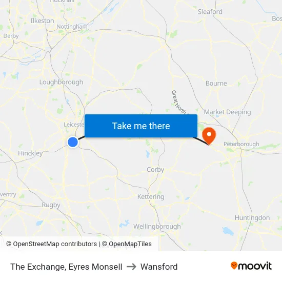The Exchange, Eyres Monsell to Wansford map