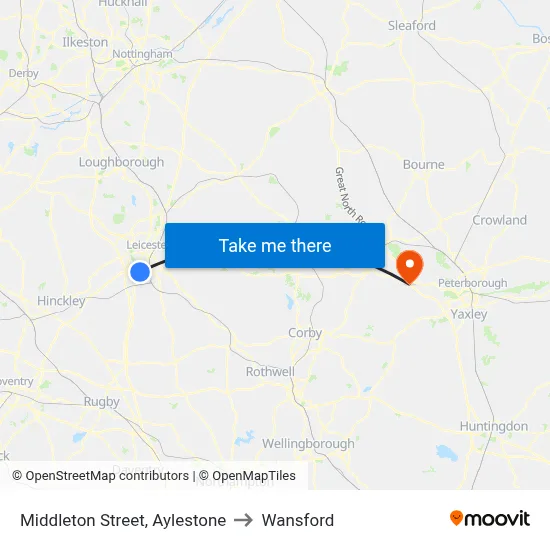 Middleton Street, Aylestone to Wansford map