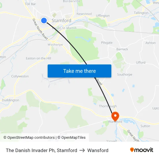 The Danish Invader Ph, Stamford to Wansford map