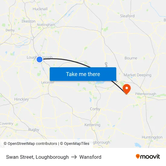 Swan Street, Loughborough to Wansford map