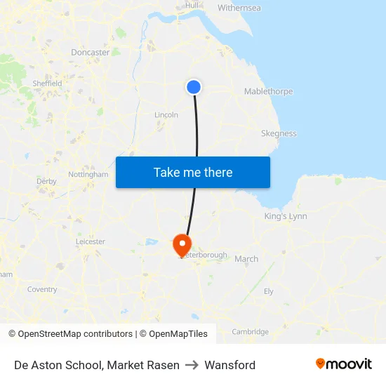 De Aston School, Market Rasen to Wansford map