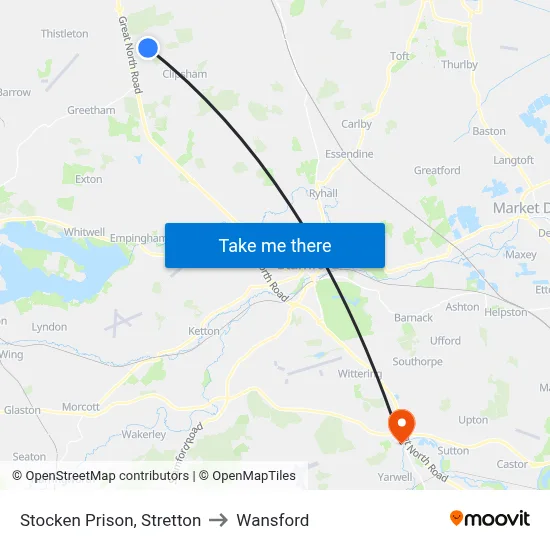 Stocken Prison, Stretton to Wansford map
