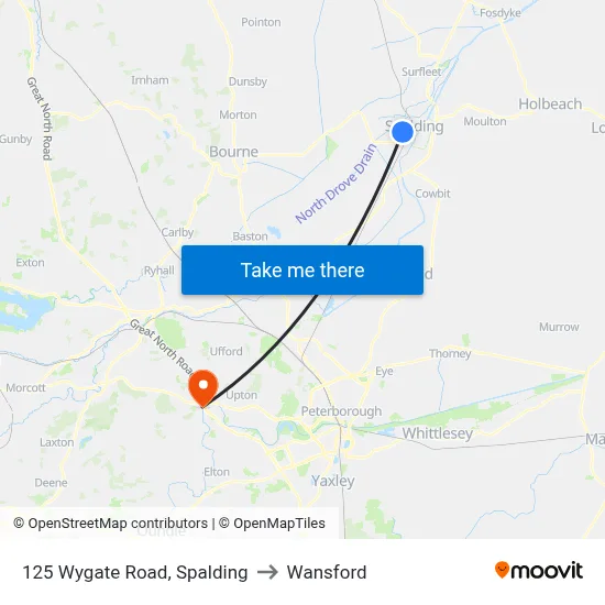 125 Wygate Road, Spalding to Wansford map
