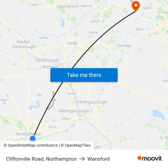 Cliftonville Road, Northampton to Wansford map