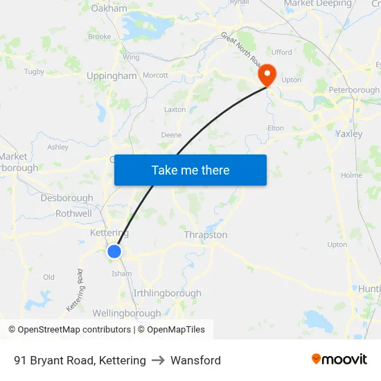 91 Bryant Road, Kettering to Wansford map