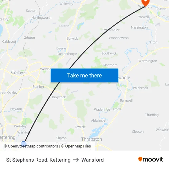 St Stephens Road, Kettering to Wansford map