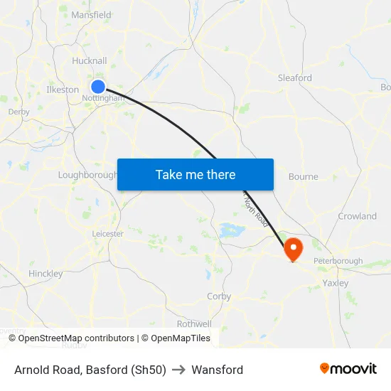 Arnold Road, Basford (Sh50) to Wansford map