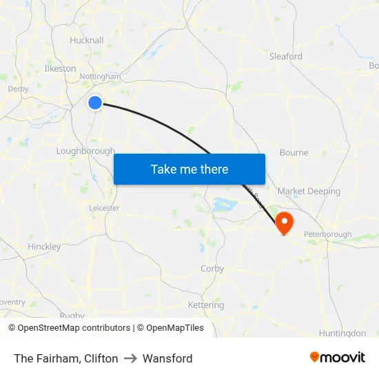 The Fairham, Clifton to Wansford map