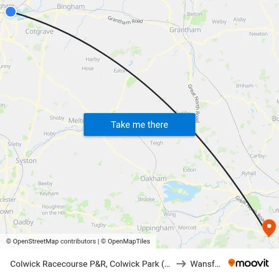 Colwick Racecourse P&R, Colwick Park (Ck27) to Wansford map
