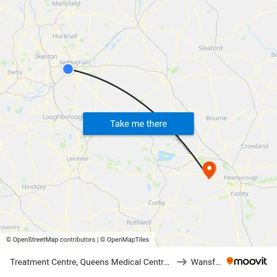 Treatment Centre, Queens Medical Centre (Qm20) to Wansford map