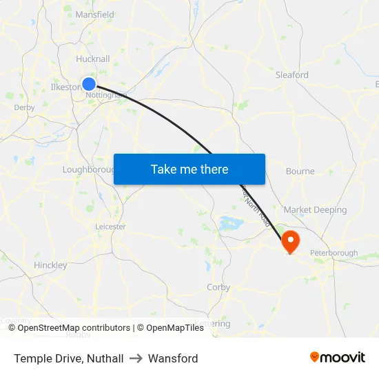 Temple Drive, Nuthall to Wansford map