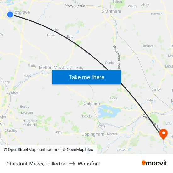 Chestnut Mews, Tollerton to Wansford map