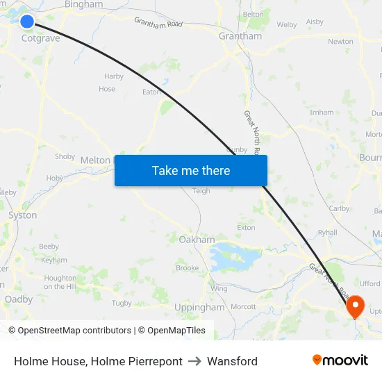 Holme House, Holme Pierrepont to Wansford map