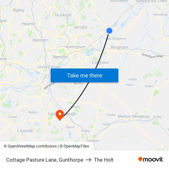 Cottage Pasture Lane, Gunthorpe to The Holt map