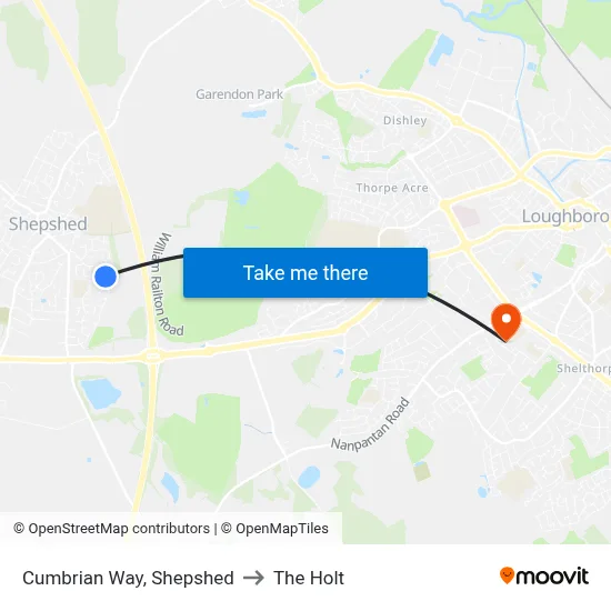 Cumbrian Way, Shepshed to The Holt map
