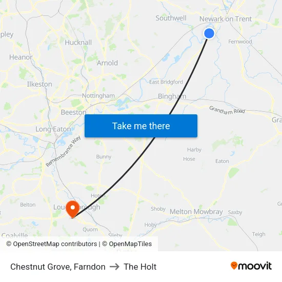 Chestnut Grove, Farndon to The Holt map