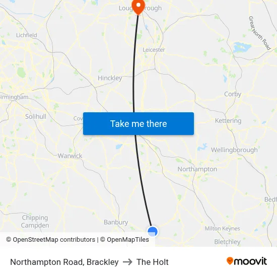 Northampton Road, Brackley to The Holt map