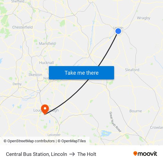 Central Bus Station, Lincoln to The Holt map