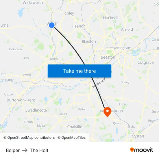 Belper to The Holt map
