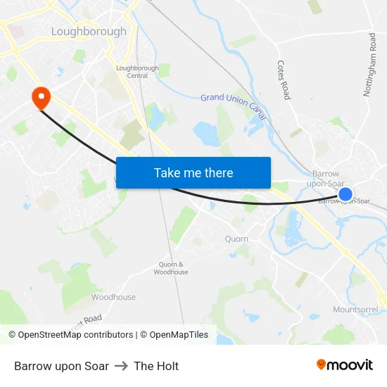 Barrow upon Soar to The Holt map