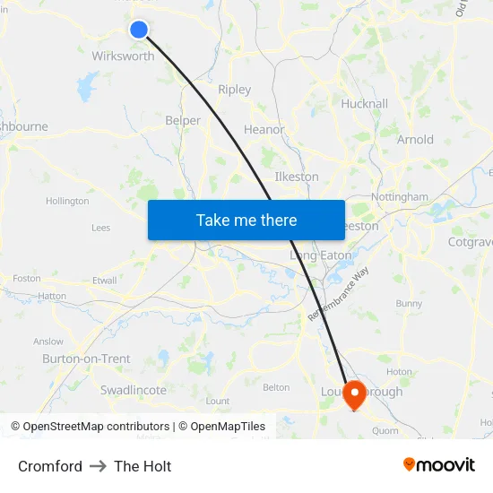 Cromford to The Holt map