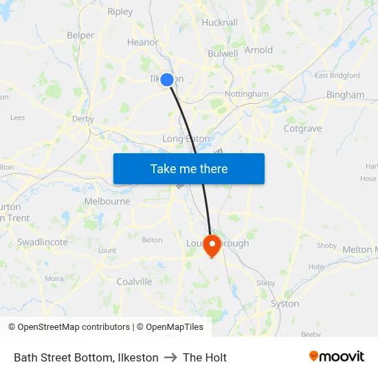 Bath Street Bottom, Ilkeston to The Holt map